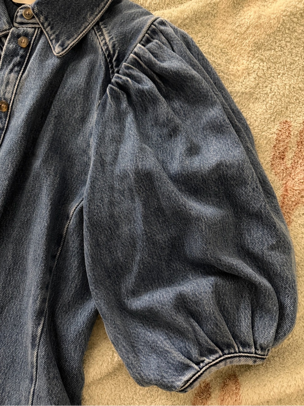 Zara Blue Puff-Sleeve Denim Jacket - Picture 5 of 6